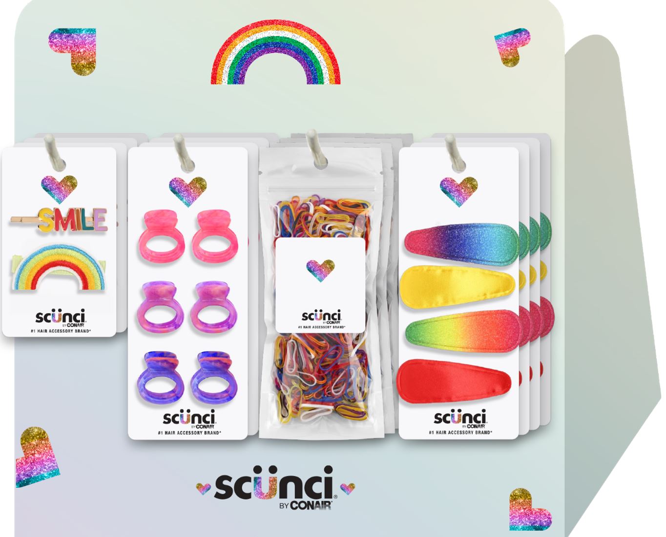 SCUNCI KIDS ACCESSORY 16 PIECE MINI COUNTER DISPLAY IN BRIGHT COLORS